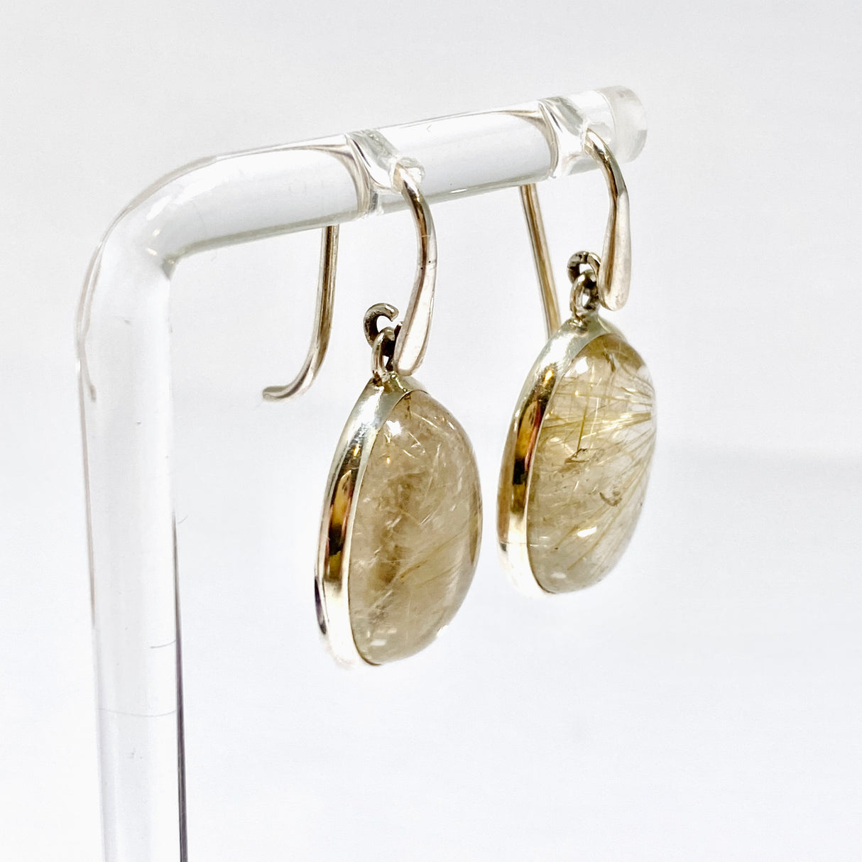 Golden Rutile Oval Cabochon Earrings PEGJ378