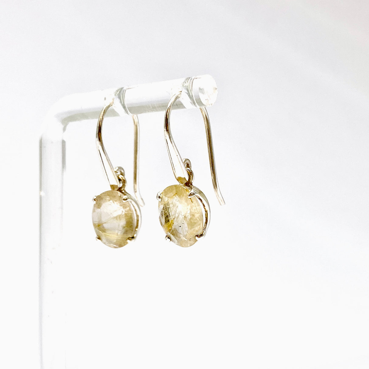 Golden Rutile Oval Faceted Earrings PEGJ380