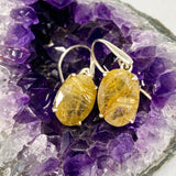 Golden Rutile Oval Faceted Earrings PEGJ381