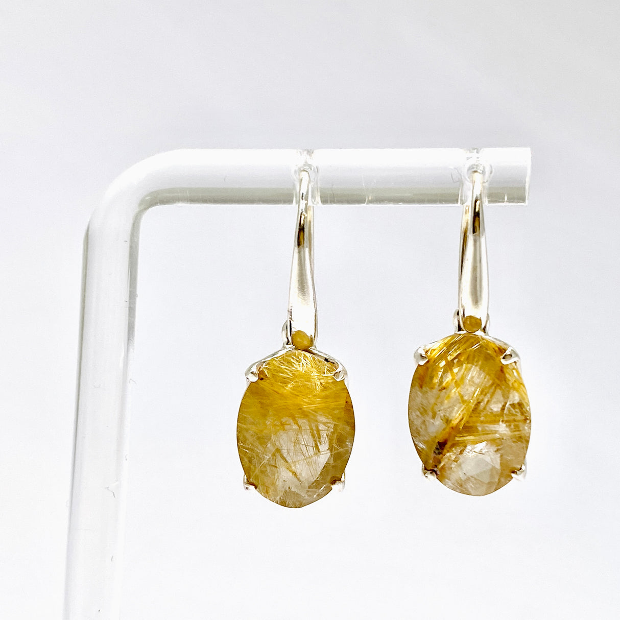 Golden Rutile Oval Faceted Earrings PEGJ381