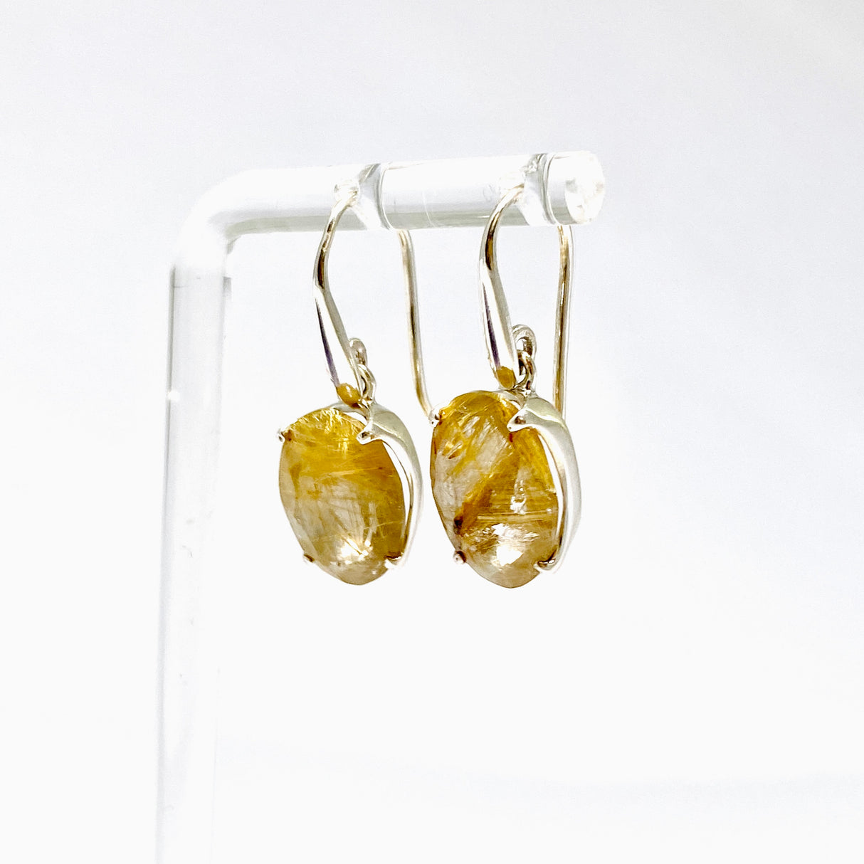 Golden Rutile Oval Faceted Earrings PEGJ381