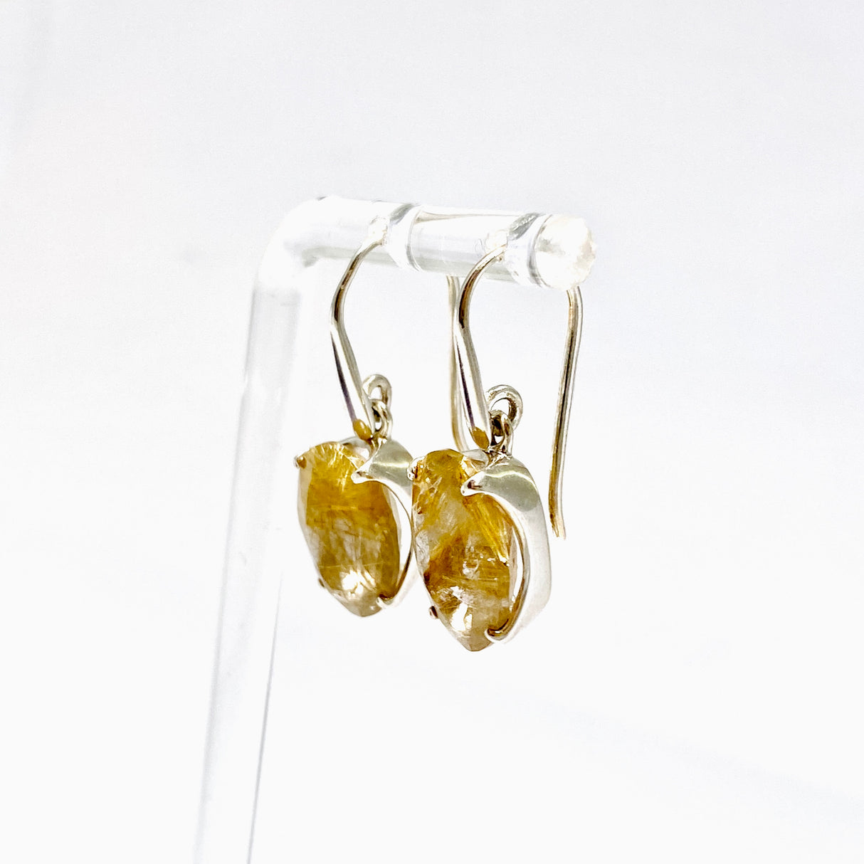 Golden Rutile Oval Faceted Earrings PEGJ381