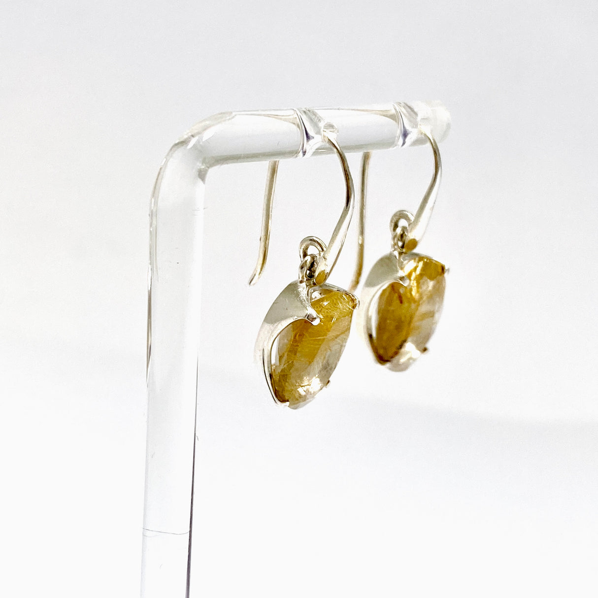 Golden Rutile Oval Faceted Earrings PEGJ381