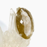 Golden Rutile Quartz Oval Checkerboard Faceted Pendant PPGJ885