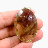 Golden Rutile Quartz Oval Checkerboard Faceted Pendant PPGJ885