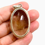 Golden Rutile Quartz Oval Checkerboard Faceted Pendant PPGJ885