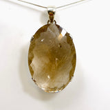 Golden Rutile Quartz Oval Checkerboard Faceted Pendant PPGJ885