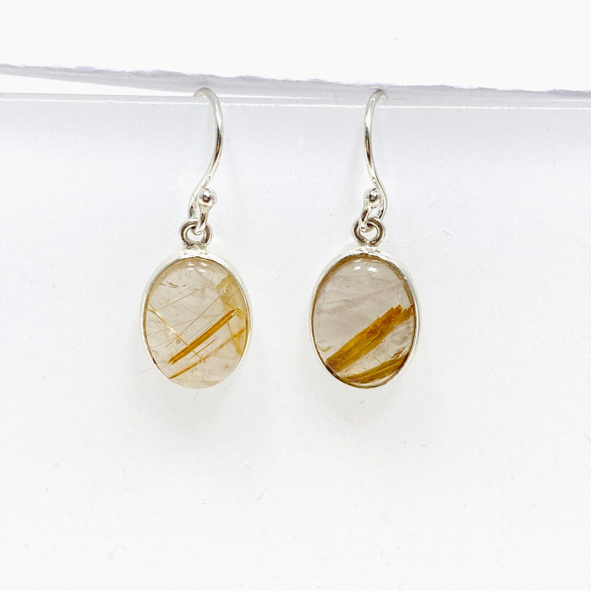 Golden Rutile Quartz Oval Earrings KEGJ1484 - Nature's Magick