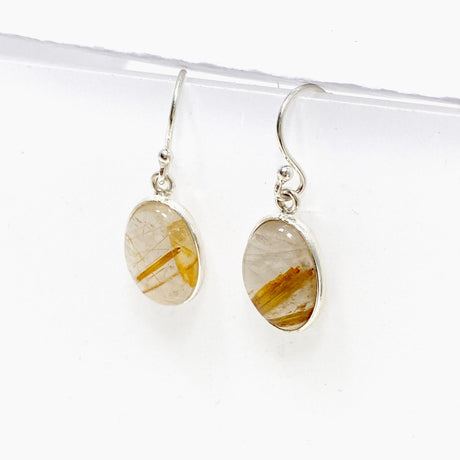 Golden Rutile Quartz Oval Earrings KEGJ1484 - Nature's Magick