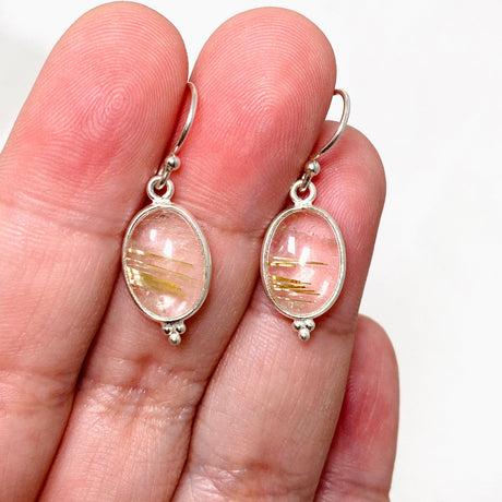 Golden Rutile Quartz Oval Earrings KEGJ1485 - Nature's Magick