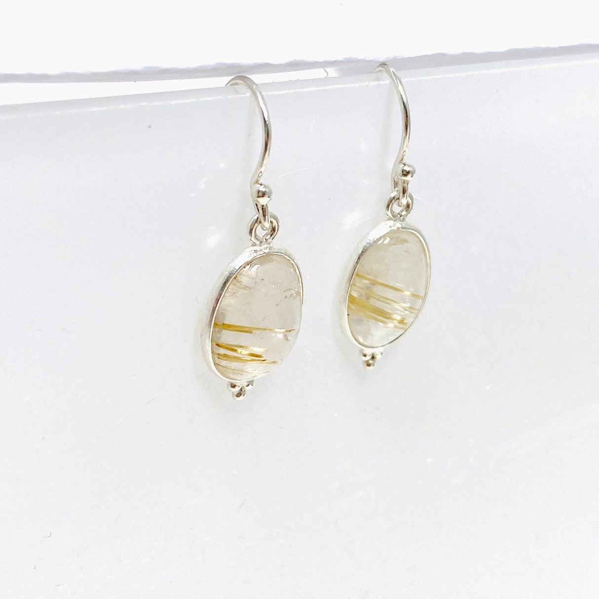 Golden Rutile Quartz Oval Earrings KEGJ1485 - Nature's Magick