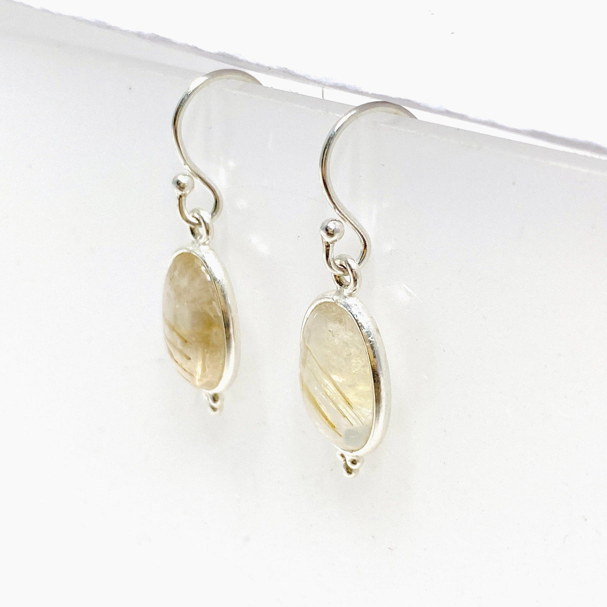 Golden Rutile Quartz Oval Earrings KEGJ1485 - Nature's Magick