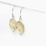 Golden Rutile Quartz Oval Earrings KEGJ1486 - Nature's Magick