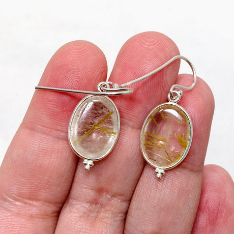 Golden Rutile Quartz Oval Earrings KEGJ1486 - Nature's Magick