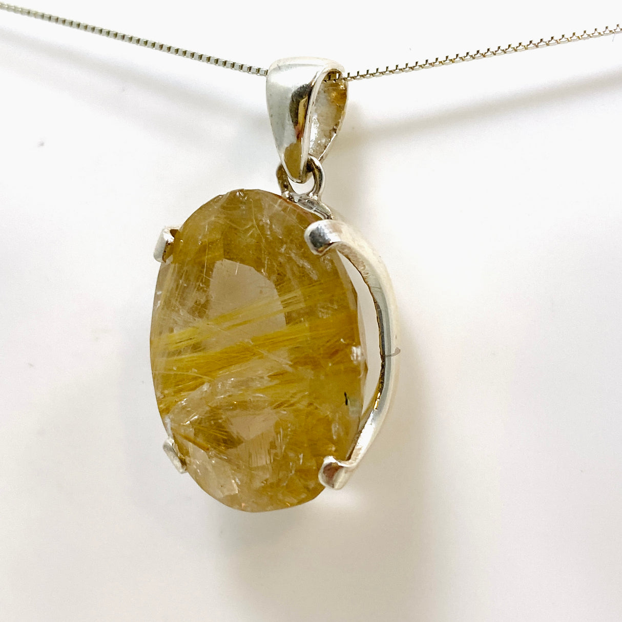 Golden Rutile Quartz Oval Faceted Pendant PPGJ884