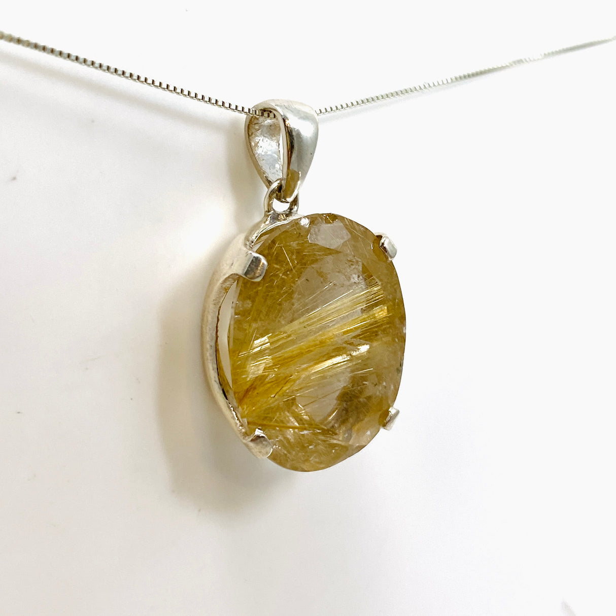 Golden Rutile Quartz Oval Faceted Pendant PPGJ884