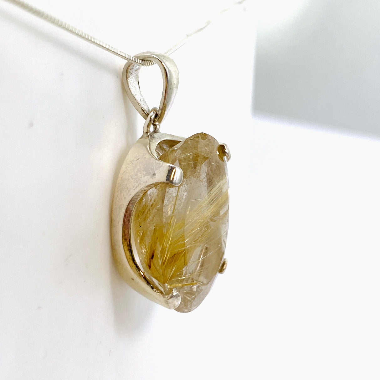 Golden Rutile Quartz Oval Faceted Pendant PPGJ884