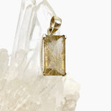 Golden Rutile Quartz Rectangular Faceted Pendant PPGJ893