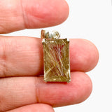 Golden Rutile Quartz Rectangular Faceted Pendant PPGJ893