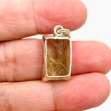 Golden Rutile Quartz Rectangular Faceted Pendant PPGJ893