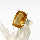 Golden Rutile Quartz Rectangular Faceted Ring Size 7 PRGJ1006