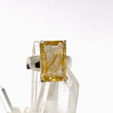 Golden Rutile Quartz Rectangular Faceted Ring Size 7 PRGJ1007
