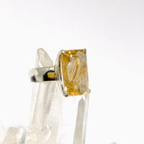 Golden Rutile Quartz Rectangular Faceted Ring Size 7 PRGJ1007