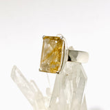 Golden Rutile Quartz Rectangular Faceted Ring Size 7 PRGJ1007