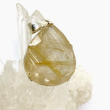 Golden Rutile Quartz Teardrop Checkerboard Faceted Pendant PPGJ891