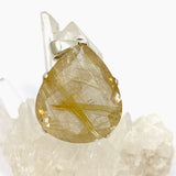 Golden Rutile Quartz Teardrop Checkerboard Faceted Pendant PPGJ891