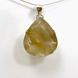 Golden Rutile Quartz Teardrop Checkerboard Faceted Pendant PPGJ891