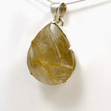 Golden Rutile Quartz Teardrop Checkerboard Faceted Pendant PPGJ891