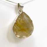 Golden Rutile Quartz Teardrop Checkerboard Faceted Pendant PPGJ891