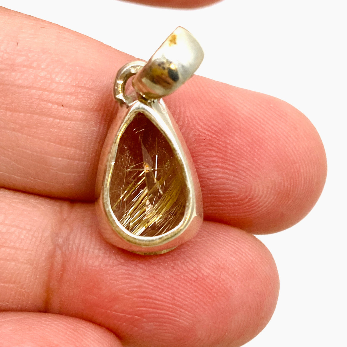 Golden Rutile Quartz Teardrop Faceted Pendant PPGJ886