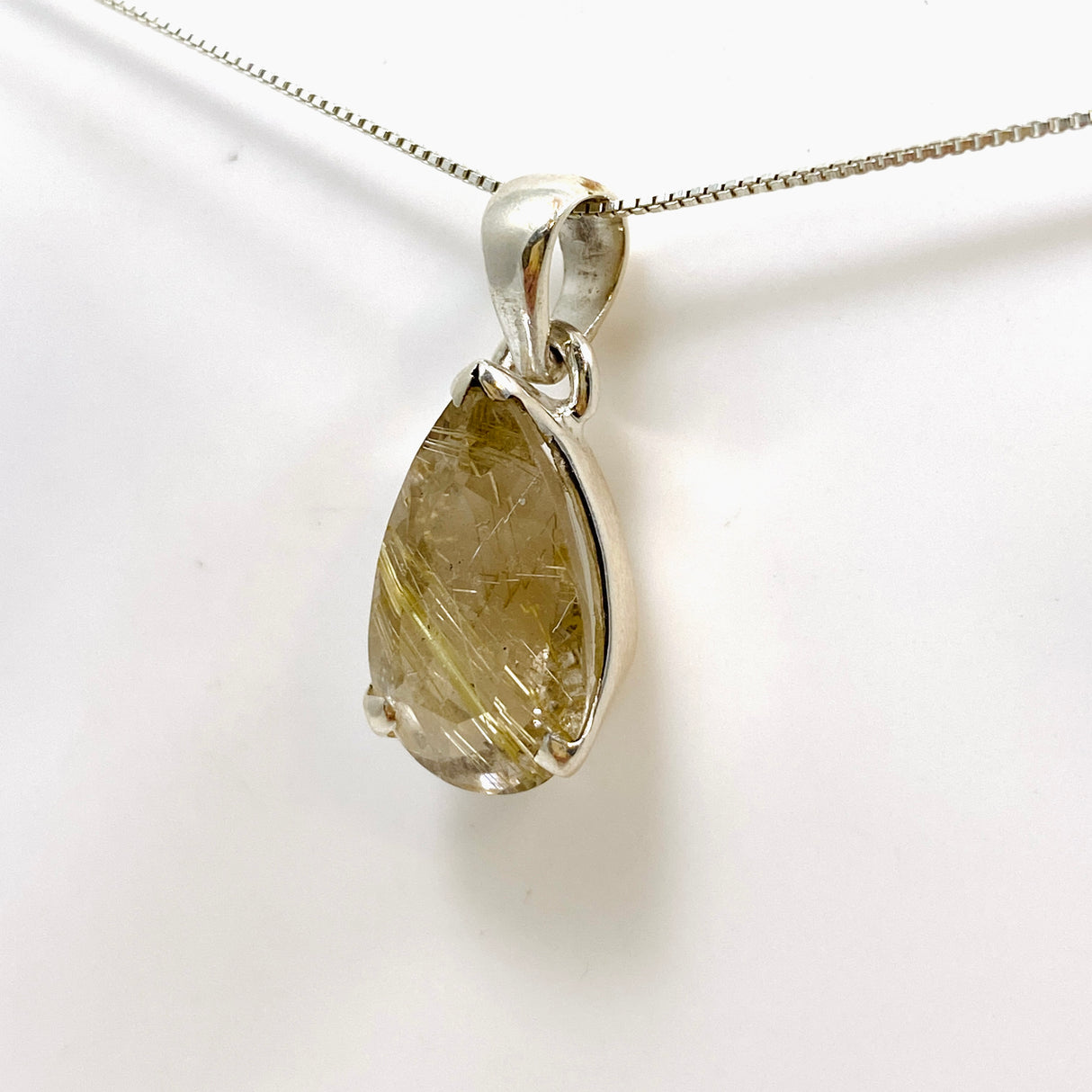 Golden Rutile Quartz Teardrop Faceted Pendant PPGJ886