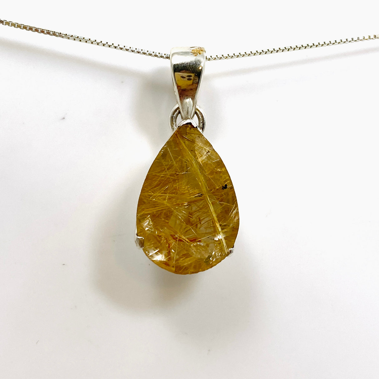 Golden Rutile Quartz Teardrop Faceted Pendant PPGJ887