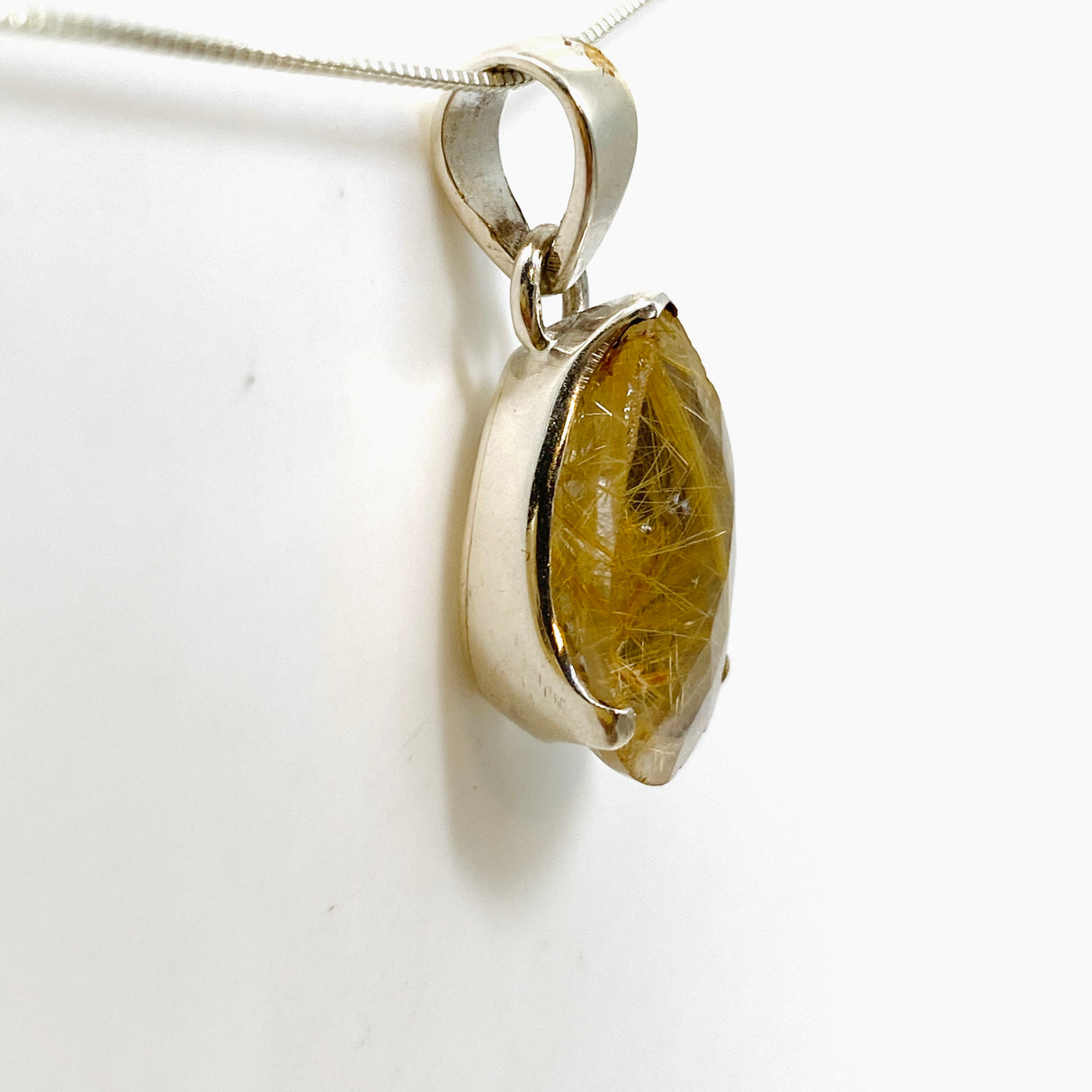 Golden Rutile Quartz Teardrop Faceted Pendant PPGJ887