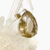 Golden Rutile Quartz Teardrop Faceted Pendant PPGJ889