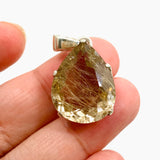 Golden Rutile Quartz Teardrop Faceted Pendant PPGJ889