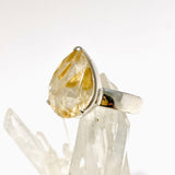 Golden Rutile Quartz Teardrop Faceted Ring Size 9.5 PRGJ1005