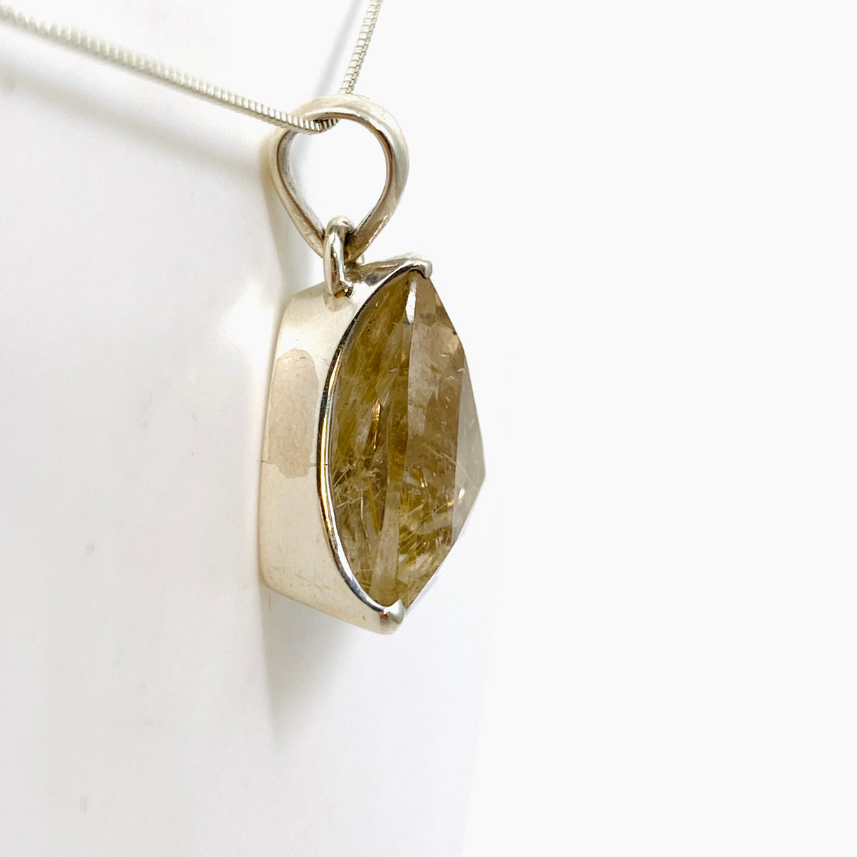 Golden Rutile Quartz Triangular Faceted Pendant PPGJ894