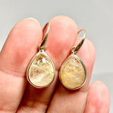 Golden Rutile Teardrop Cabochon Earrings PEGJ379