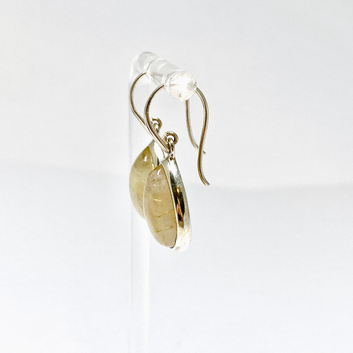 Golden Rutile Teardrop Cabochon Earrings PEGJ379