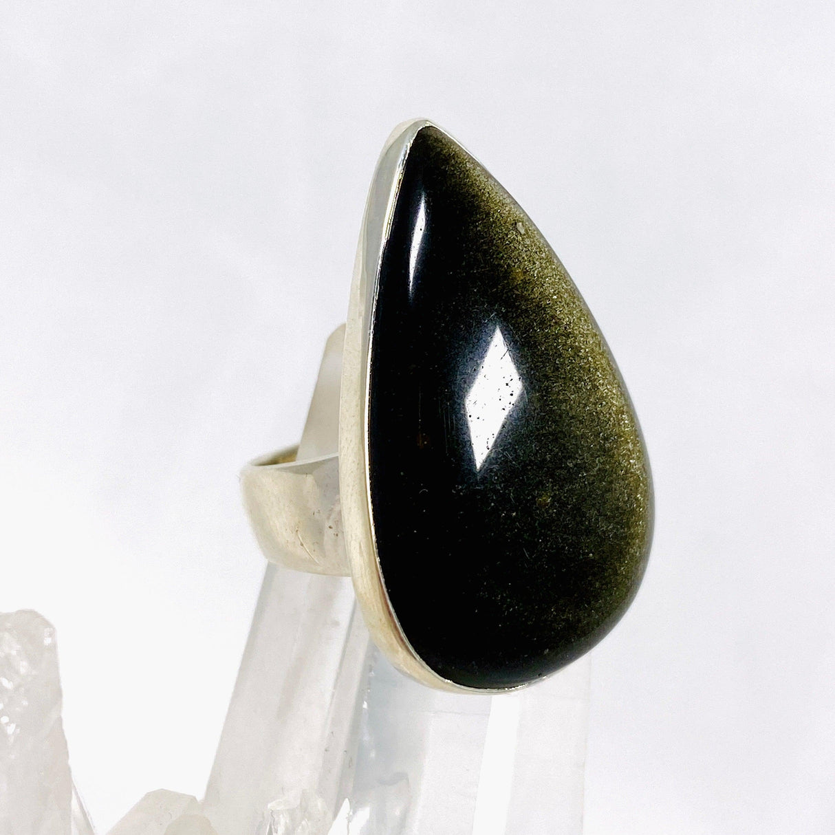 Goldsheen Obsidian teardrop ring s.8 KRGJ2922 - Nature's Magick