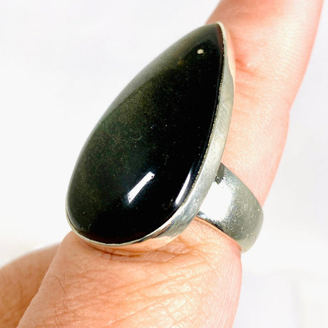 Goldsheen Obsidian teardrop ring s.8 KRGJ2922 - Nature's Magick