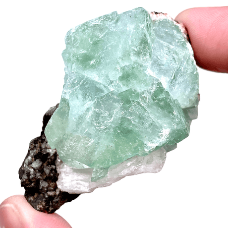 Green Apophyllite on stilbite on Heulandite GAS-05 - Nature's Magick