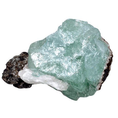 Green Apophyllite on stilbite on Heulandite GAS-05 - Nature's Magick