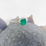 Green Chalcedony Faceted Square Solitare Ring R4806 - Nature's Magick