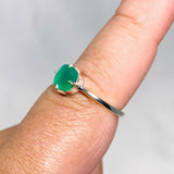 Green Chalcedony Faceted Square Solitare Ring R4806 - Nature's Magick