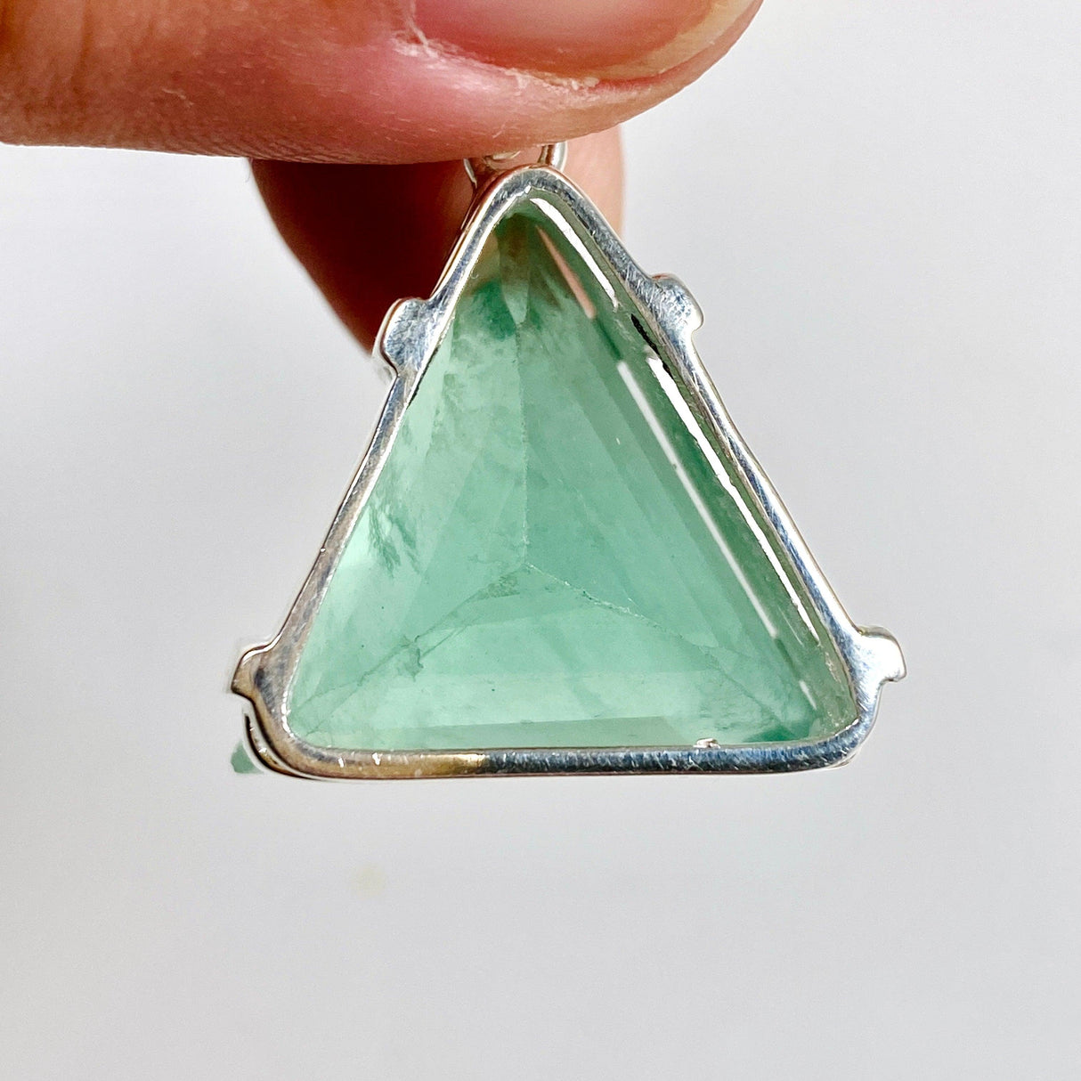 Green Fluorite Faceted Triangle Pendant KPGJ3549 - Nature's Magick